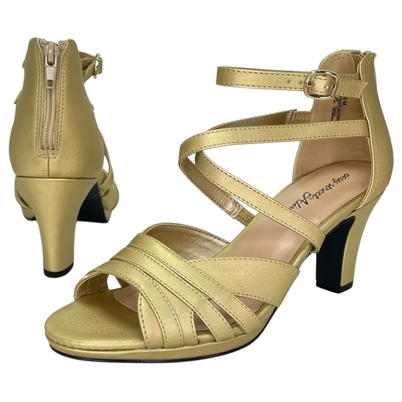 Easy Street Crissa Gold Satin Strappy Womens Heels Size 9.5M - Picture 12 of 15